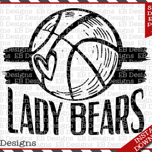 Lady Bears Basketball SVG DXF EPS Silhouette Cameo Cricut Basketball Vinyl Schnitt Datei Basketball Vektor