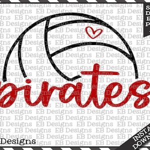 Pirates Volleyball SVG DXF EPS Silhouette Cameo Cricut Volleyball Vinyl Cut File Volleyball Vector