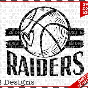Raiders Basketball SVG DXF EPS Silhouette Cameo Cricut Basketball Vinyl Cut File Basketball Vector