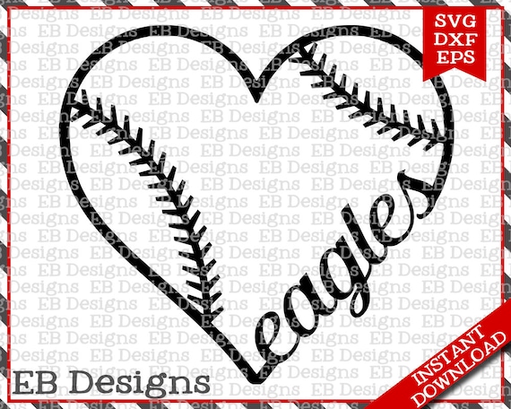 Eagles Baseball Love Svg Dxf Eps Cutting Machine Files Etsy