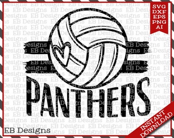 Panthers Volleyball SVG DXF EPS Silhouette Cameo Cricut Volleyball Vinyl Cut File Volleyball Vector