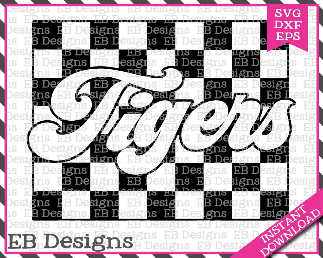 Tigers Checkered Retro Team Design, Vintage Team Apparel, Tigers Retro ...