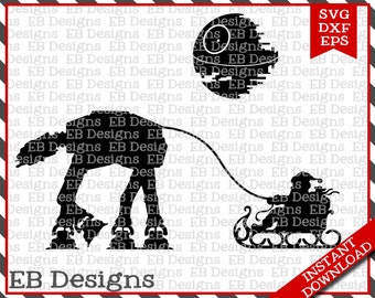 At At Santa Sleigh Christmas Cut File (SVG, EPS and DXF)