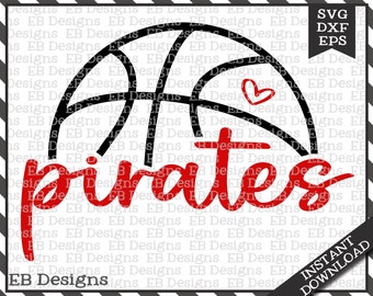 Pirates Basketball SVG, Pirates Mascot, Pirates Pride, Pirates Cheer, School Spirit svg, Cricut, Silhouette