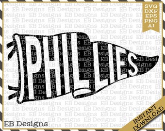 Phillies Wimpel Mascotte Wimpel SVG DXF EPS Silhouette Cameo Cricut Vinyl Cut-bestand
