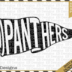 Panthers Pennant Mascot Pennant SVG DXF EPS Silhouette Cameo Cricut Vinyl Cut File