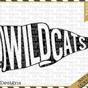 Wildcats Pennant Mascot Pennant SVG DXF EPS Silhouette Cameo Cricut Vinyl Cut File