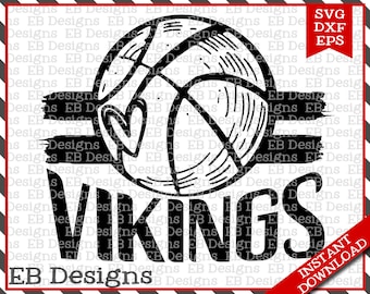 Vikingos Baloncesto SVG DXF EPS Silueta Cameo Cricut Baloncesto Vinilo Corte Archivo Vector de Baloncesto