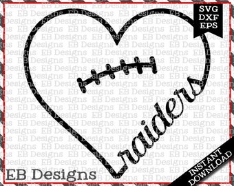 Raiders Football Love SVG DXF EPS Cutting Machine Files Silhouette Cameo Cricut Football Vinyl Cut File Football Vector svg file