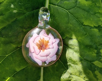 Heady Pink Flower Implosion Pendant / Heady Glass Pendant / Pink Flower Pendant / Spring Flower Pendant / Glass Art Pendant / Heady Glass