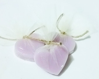 50 Lavender Peppermint Scented Goats Milk Mini Heart Shaped Soap Favors / baby Shower Favors / Hostess Gifts / Guest Soap / Handmade Soap