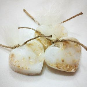 100 Vanilla Oatmeal Goats Milk Heart Shaped Decorative Mini Soap Favors for Guests , Weddings , Baby Showers , Bridal Events , ect.