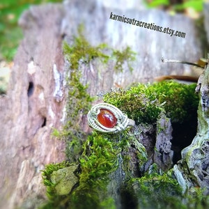 Carnelian and Sterling Silver Wire Wrap Ring Size 5 / Hippie Wire Wrap Ring / Size 5 Carnelian Ring / heady wire wrap ring / boho ring