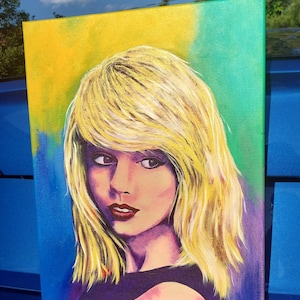 Sweetheart : Colorful Popstar Artist Rendering 16x20 Acrylic Painting on Canvas