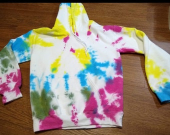 Rainbow Tie Dye Pullover Hoodie Size Small / hippie hoodie