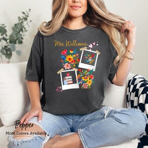 Floral Teacher Name Shirt: Personalized Comfort Colors T-Shirt