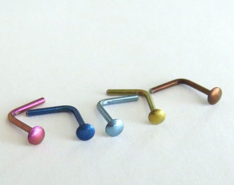 Niobium Nose Ring - Small, Simple Nose Stud - Blue Nose Ring, Pink Nose Ring, Gold or Even A Bronze Nose Stud  -  100% Made in the USA
