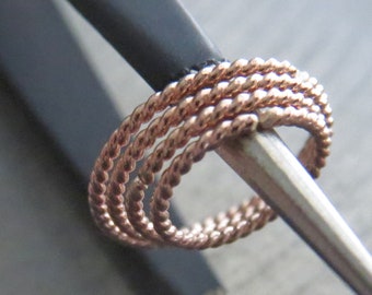 Twisted 14k Rose Gold Hoop for Nose, Cartilage Earring, 20g Helix Ring Handcrafted in the USA