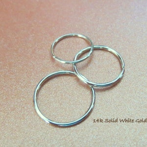 14k White Gold Nose Ring, Cartilage, Lobe, Etc. - Solid Gold (Not Plated or Filled) 20, 22, 24, or 26 Gauge Small Endless Hoop, Made in USA