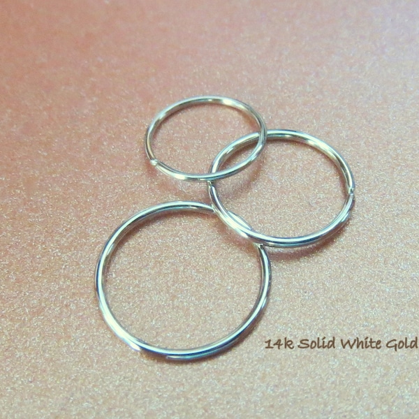 14k WHITE Gold Nose Ring, Cartilage, Lobe, Etc. - Solid Gold, NOT Plated or Filled - 20, 22, 24, or 26 Gauge Small Endless Hoop, Made in USA