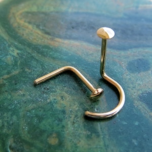 Gold Nose Stud - Small, 14k Gold Filled Nose Ring, 22g Gold Nose Screw, L-Bend, Straight, or Fishtail -  Made in the USA