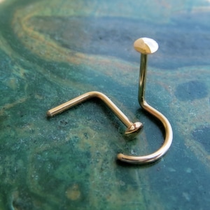 Gold Nose Stud - Small, 14k Gold Filled Nose Ring, 22g Gold Nose Screw, L-Bend, Straight, or Fishtail - 100% Made in the USA