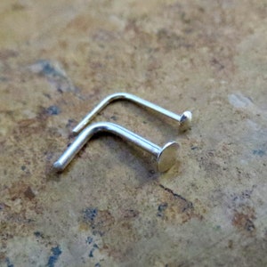 Tiny Flat Nose Stud, 925 Solid Sterling Silver Nose Ring, Hypoallergenic Nose Stud - Nose Screw, L Bend, Straight, or Fishtail - Made in USA