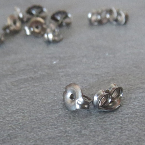 Titanium Earring Backs; Nickel-Free, Hypoallergenic Ear Nuts for Standard Post Earrings, Lightweight, Small but Sturdy - Made in USA