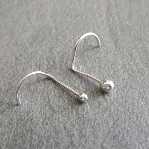 Tiny Ball Nose Stud, Solid 925 Sterling Silver Nose Ring, 2 Head Sizes, Skinny 24g Post - Tiny Nose Rings Made in USA