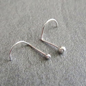 Tiny Ball Nose Stud, Solid 925 Sterling Silver Nose Ring, 2 Head Sizes, Skinny 24g Post Tiny Nose Rings Made in USA image 1