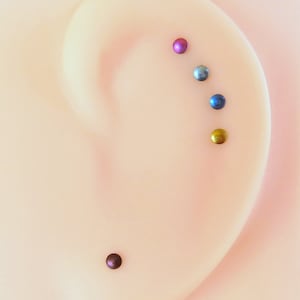 Tiny Niobium Stud Earrings, Perfect for Super Sensitive Ears, Nickel Free Studs for Earlobes or Cartilage - Made in USA, Choose Your Color!