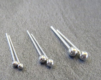 Tiny Ball Stud Post Earrings, Argentium Silver, Single or Pair - Lobe and Cartilage Piercings, Nickel-Free Relief Stud Posts - Made in USA