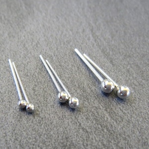 Tiny Ball Stud Post Earrings, Argentium Silver, Single or Pair - Lobe and Cartilage Piercings, Nickel-Free Relief Stud Posts - Made in USA