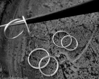 Argentium Silver Nose Ring, Skinny Seamless Hoop, 20, 22, 24, or 26g Cartilage, Nose, Lip, Helix Ring, Virtually Any Piercing! Made in USA