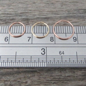 Yellow or Rose-Gold-Filled Endless Hoop Nose Ring 22, 24, or 26g, Skinny Hoop, 100% Handcrafted in the USA image 3