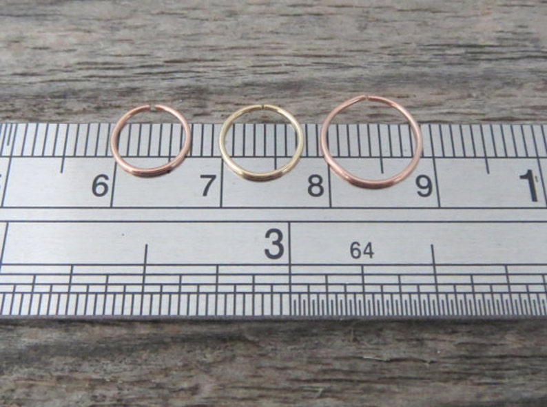 Yellow or Rose-Gold-Filled Endless Hoop Nose Ring 22, 24, or 26g, Skinny Hoop, 100% Handcrafted in the USA image 3