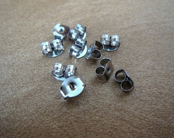 Stainless Steel Earring Backs, 10 Pairs Ear Nuts for Standard Post Earrings - Made in the USA