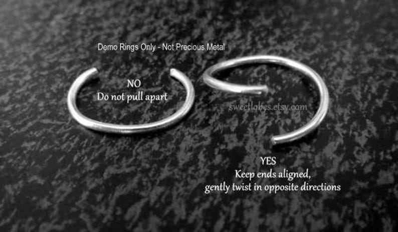 Titanium Endless Hoop, Skinny 26, 24, 22, or 20 Gauge Nose Ring, Helix, Earring, Cartilage, Lip, Tragus, Etc Great Earrings for Men Too image 7