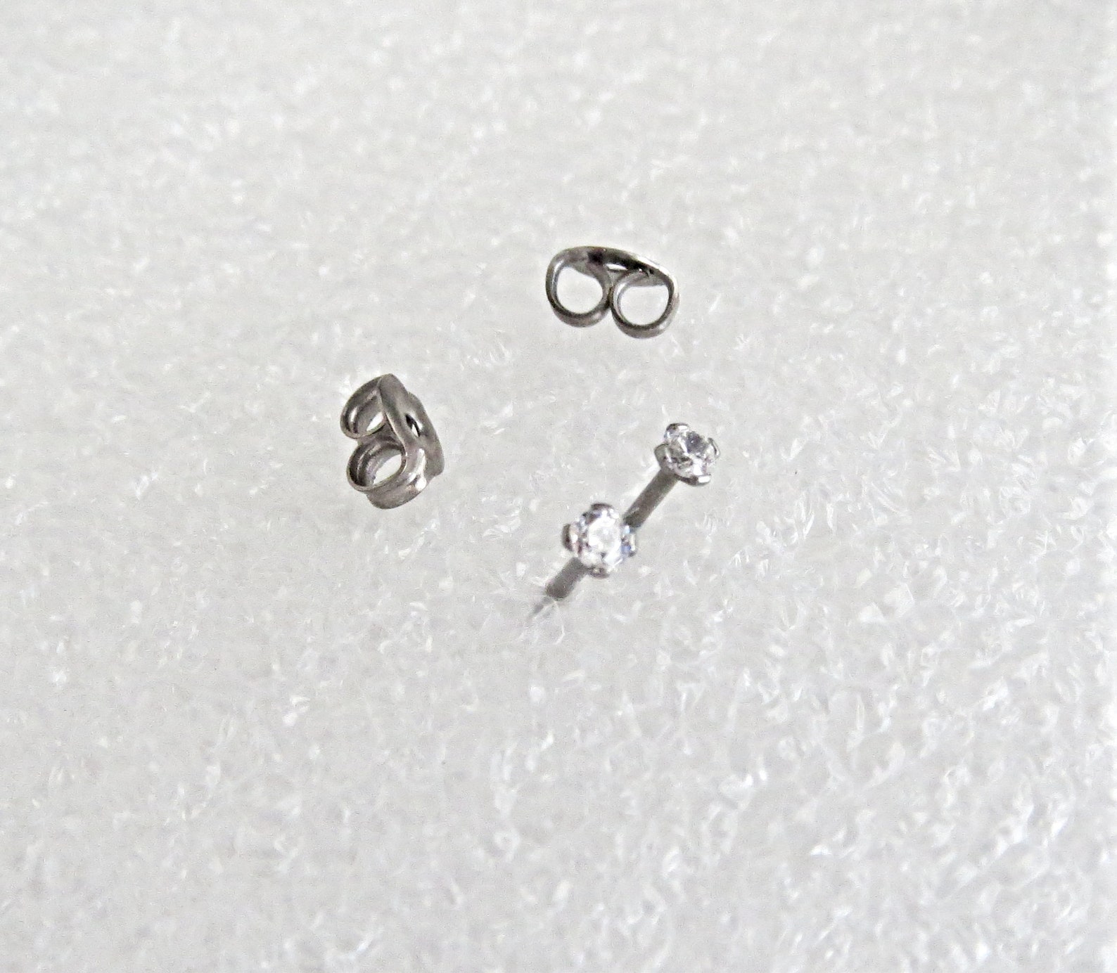 Titanium Stud Earrings Cubic Zirconia Gemstone Earrings in 3 Etsy