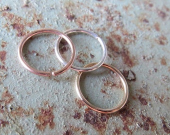 Nose Rings Set of Two, 20g Hoops, Mix and Match: Rose-Gold Filled, Gold Filled, or Sterling Silver Rings - Nose, Helix, Etc. Made In USA