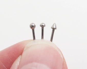 Titanium Nose Stud, Implant Grade Titanium, Choice of 3 Head Styles (Ball, Spike, Dome), Customizable Posts, Great for New Piercings