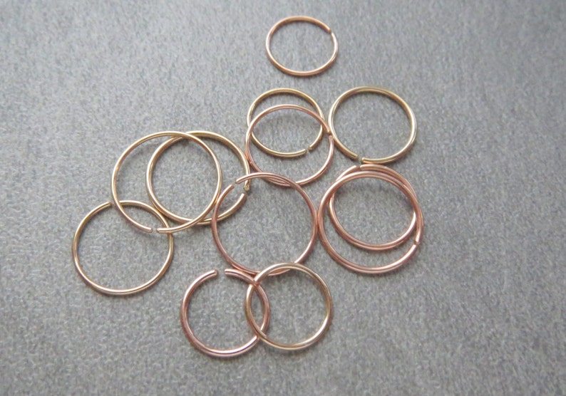 Yellow or Rose-Gold-Filled Endless Hoop Nose Ring 22, 24, or 26g, Skinny Hoop, 100% Handcrafted in the USA image 4
