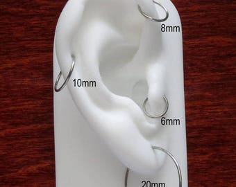 316L Stainless Steel Nose Ring, Earring, Cartilage, Etc. - Durable Womens or Mens Endless Hoop, Unisex Hoop
