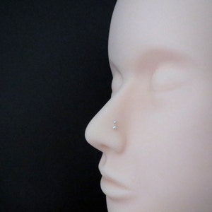 Tiny Ball Nose Stud, Solid 925 Sterling Silver Nose Ring, 2 Head Sizes, Skinny 24g Post Tiny Nose Rings Made in USA image 3