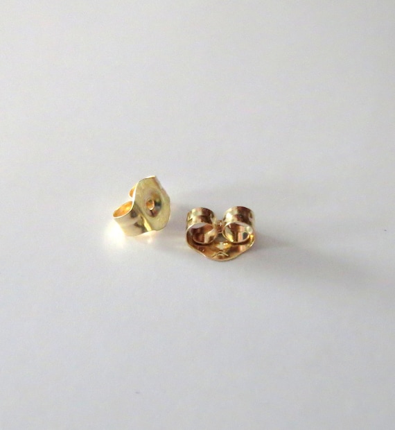 14K Solid Gold Earring Backs for Standard Post Stud Earrings, Small Yellow Gold Friction Ear Nuts, Made in The USA, Sold Individually