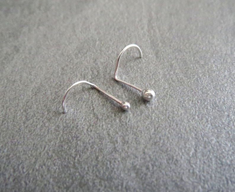 Tiny Ball Nose Stud, Solid 925 Sterling Silver Nose Ring, 2 Head Sizes, Skinny 24g Post Tiny Nose Rings Made in USA image 1