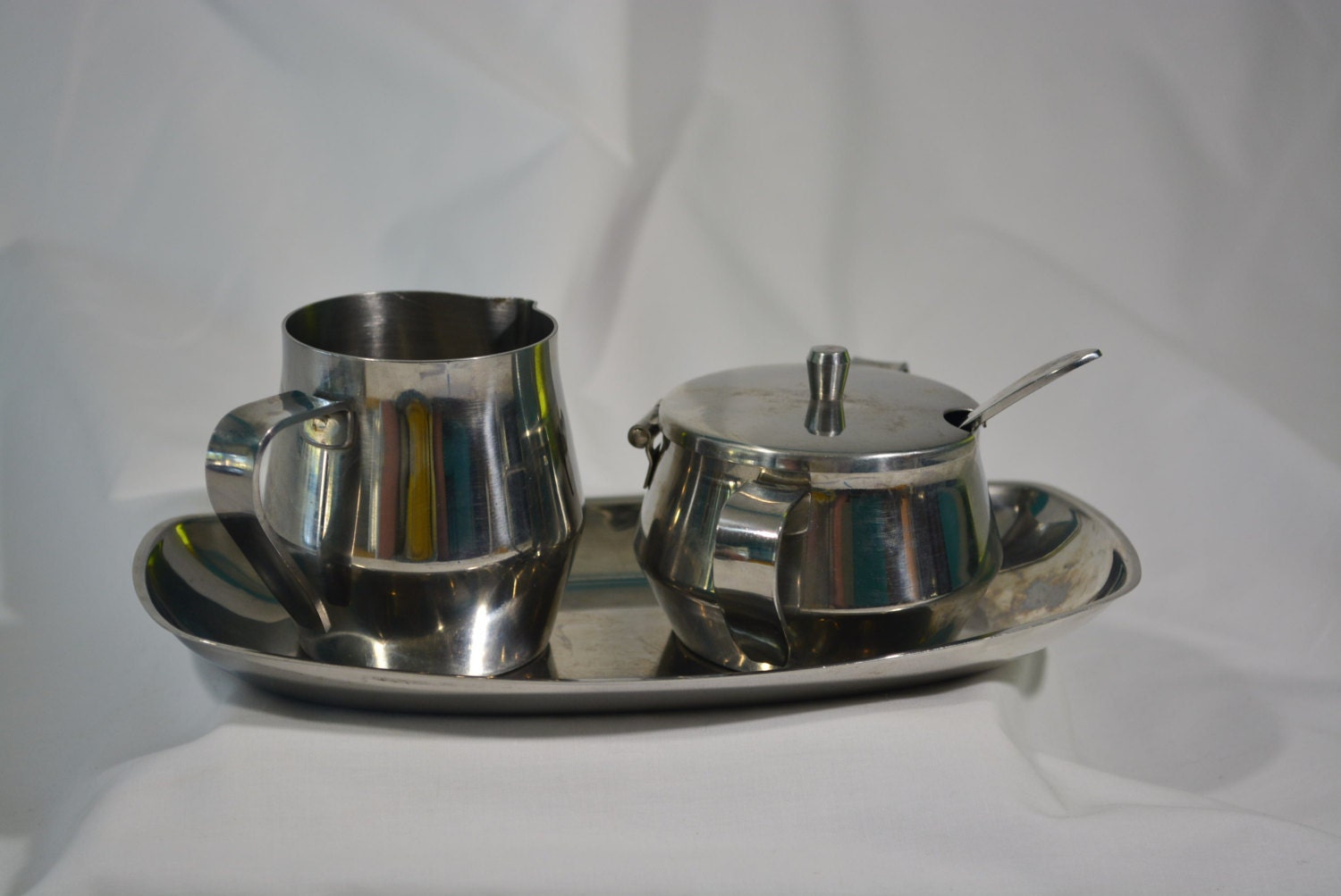 Cream and Sugar Containers with spoon and Tray Italian Etsy