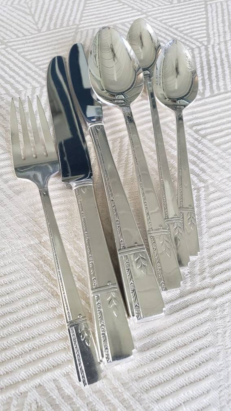 Grenoble Art Deco Silver Plate Flatware 6 Piece Place Settings Etsy