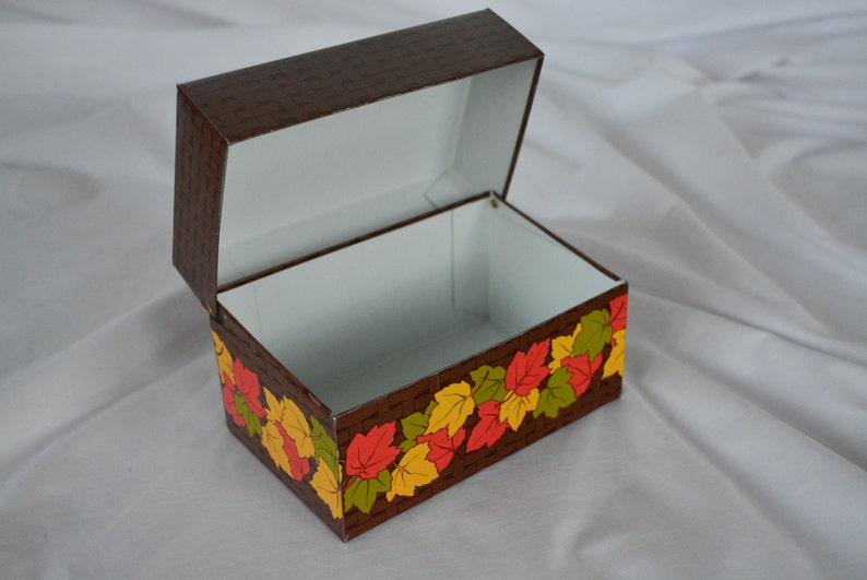 Vintage Harvest Tin Recipe Box Thanksgiving Recipe Box Etsy