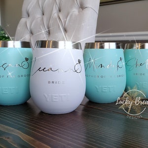 Personalized Bride Bridesmaid Wine Tumbler Yeti or Polar Camel Laser Engraved Maid of Honor Wedding Gift Custom Stainless Steel Cup
